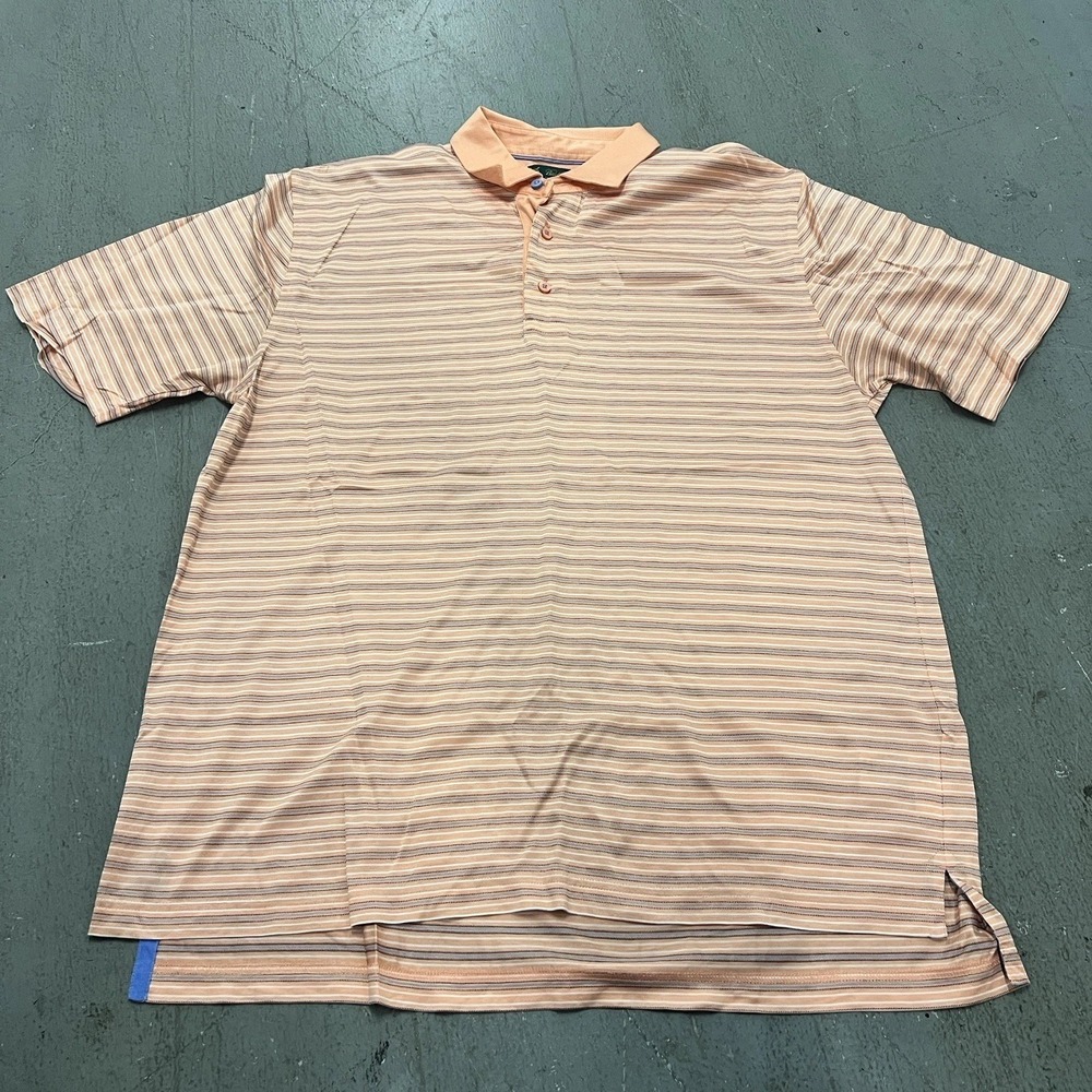 Brooks Brothers Shirt Mens‎ Medium Orange Striped St Andrews Links Golf Polo